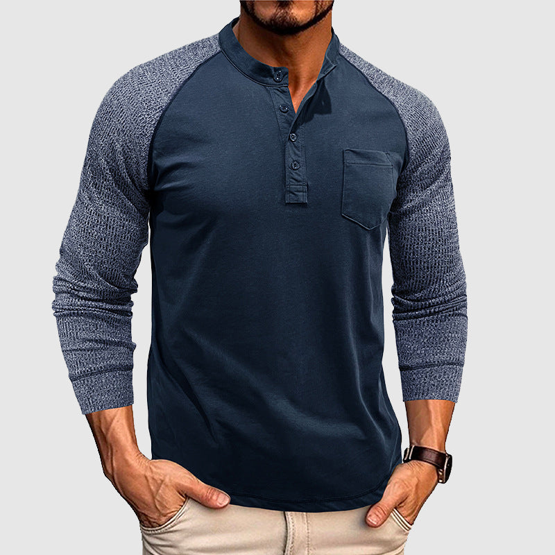 Lorenzo Vitali Chemise Henley Deux Tons Avec Couture Contrastée Et Boutons Précis Pour Homme