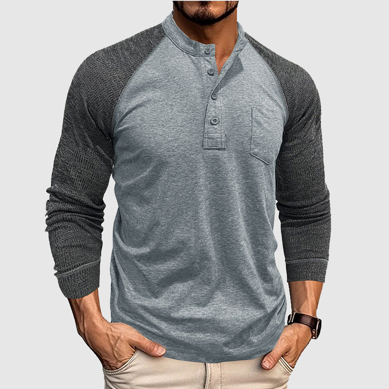 Lorenzo Vitali Chemise Henley Deux Tons Avec Couture Contrastée Et Boutons Précis Pour Homme