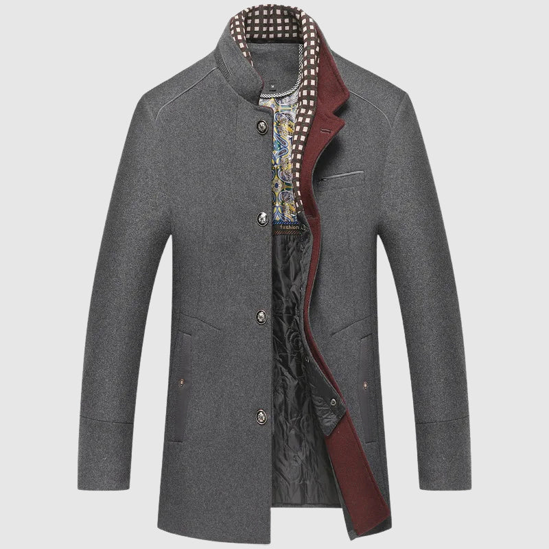 Manteau Elite En Laine Mélangée Lorenzo Vitali Avec Col Roulé Et Fermeture Simple