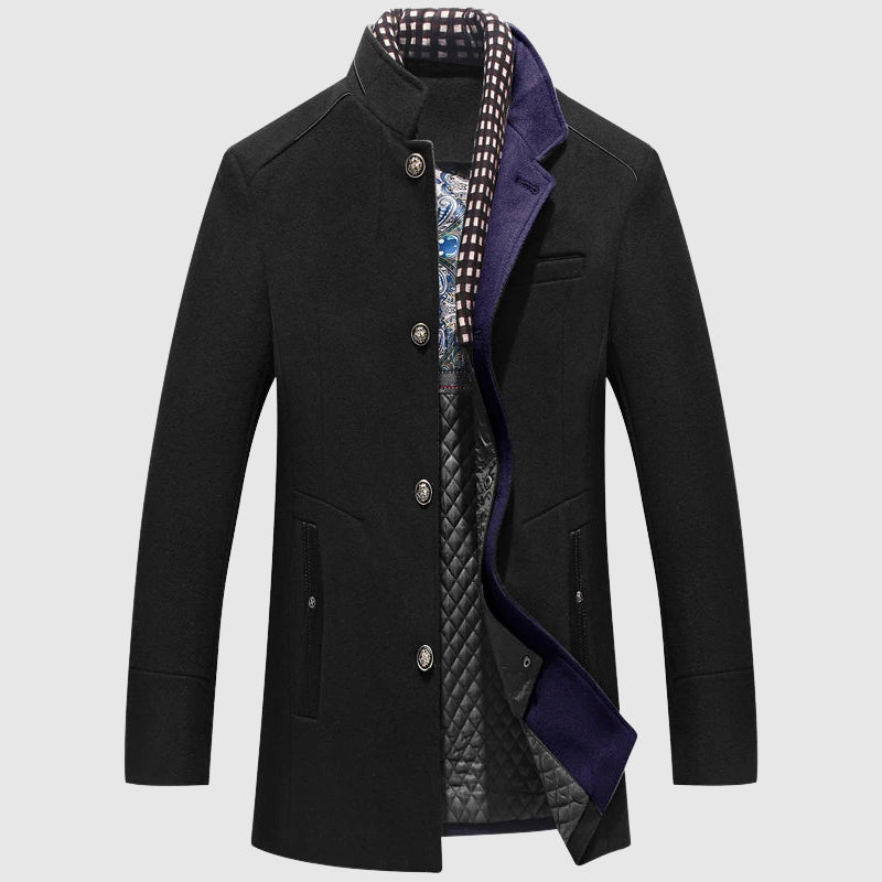 Manteau Elite En Laine Mélangée Lorenzo Vitali Avec Col Roulé Et Fermeture Simple