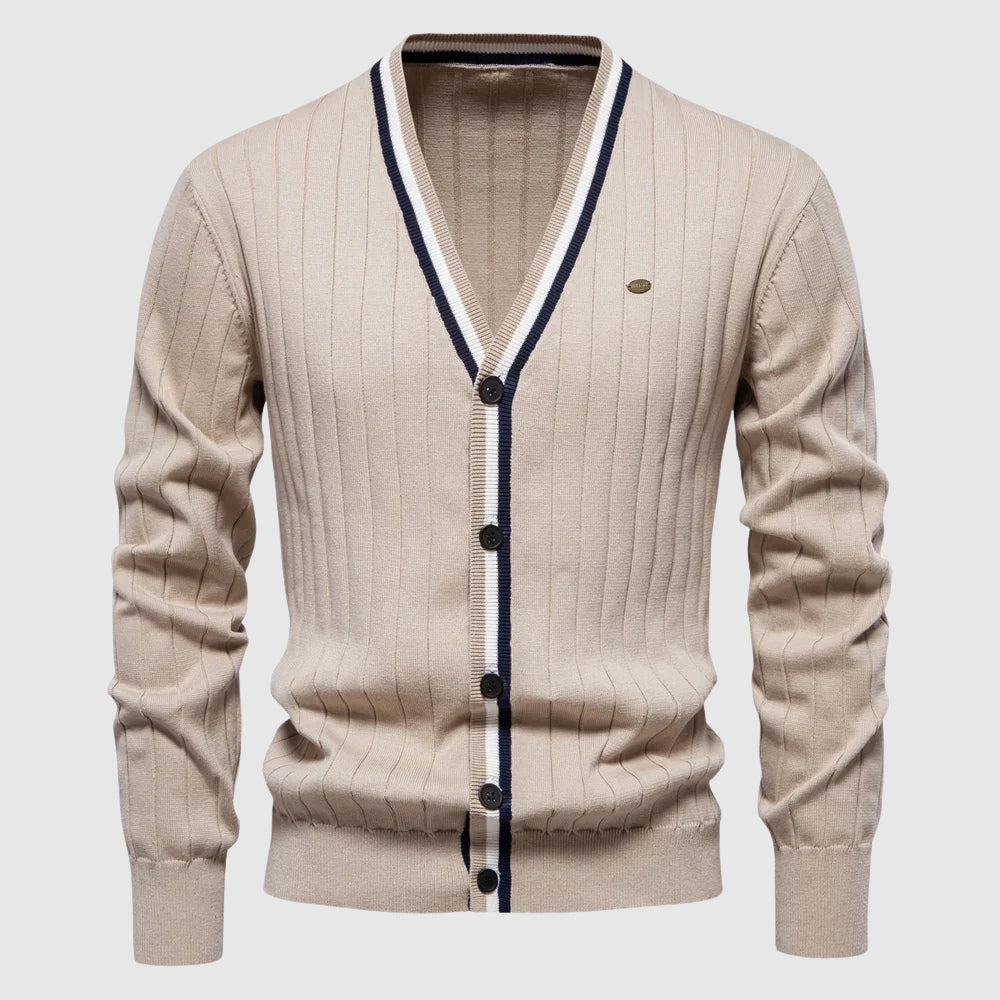 Cardigan En Coton Luxueux Lorenzo Vitali Everyday Avec Elastane Col V Bouton Unique Pour Tenues Décontractées