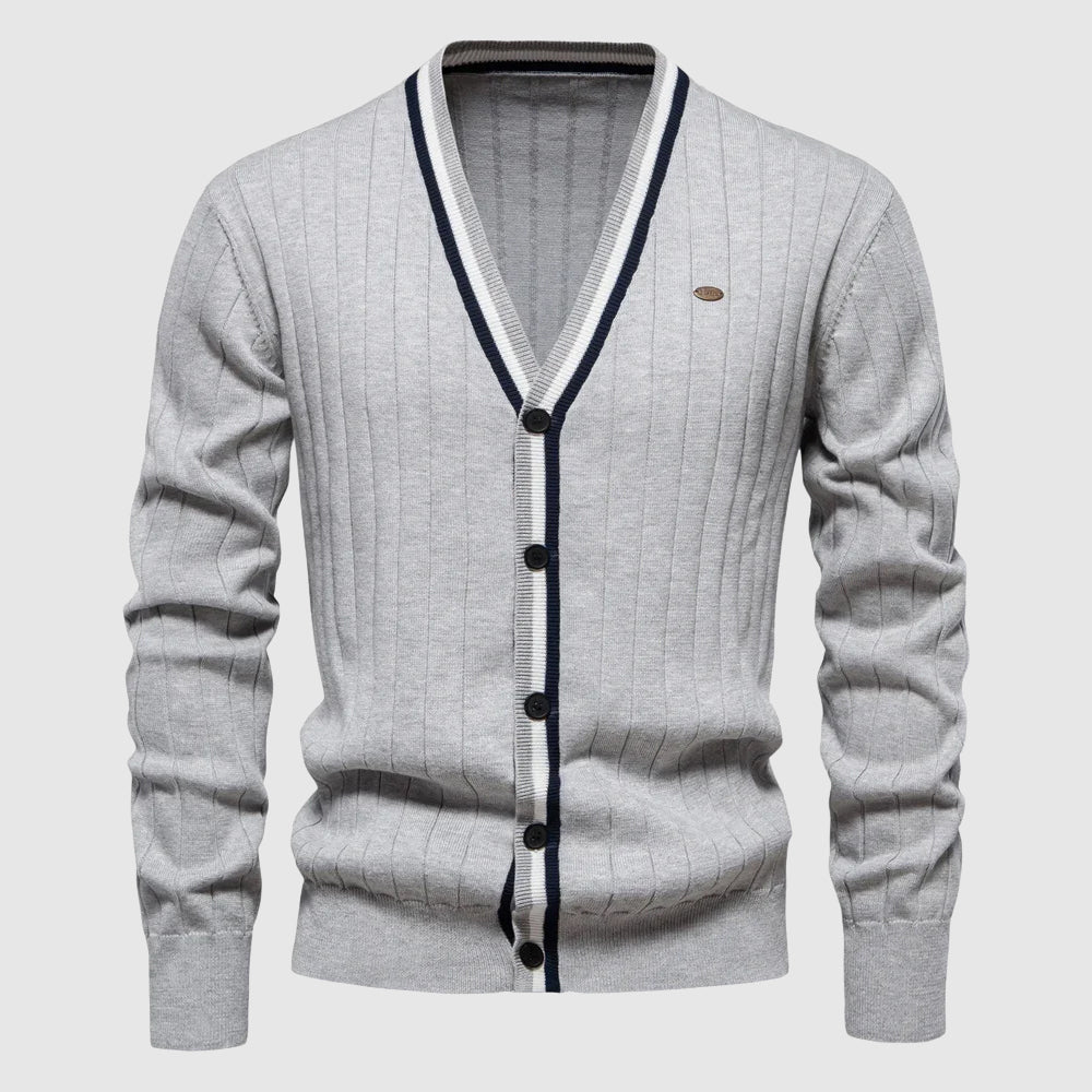 Cardigan En Coton Luxueux Lorenzo Vitali Everyday Avec Elastane Col V Bouton Unique Pour Tenues Décontractées