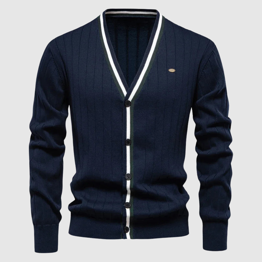 Cardigan En Coton Luxueux Lorenzo Vitali Everyday Avec Elastane Col V Bouton Unique Pour Tenues Décontractées