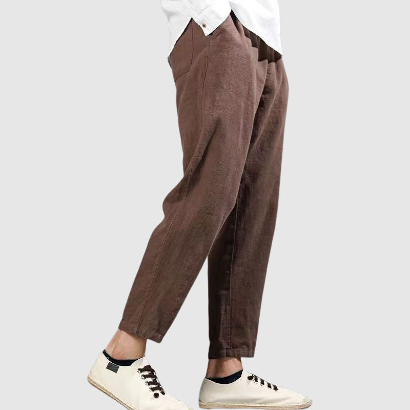 Pantalon En Lin Harbor De Lorenzo Vitali Avec Taille Elastique Et Cordon De Serrage