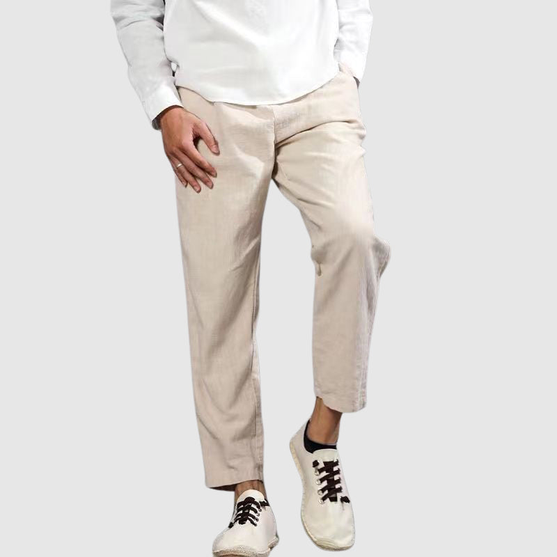 Pantalon En Lin Harbor De Lorenzo Vitali Avec Taille Elastique Et Cordon De Serrage