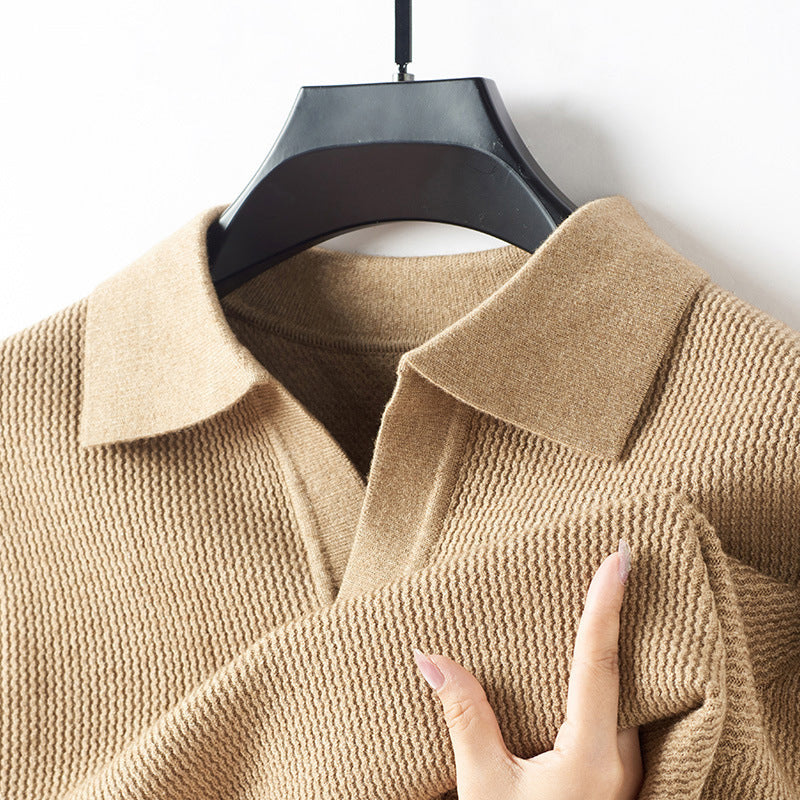 Lorenzo Vitali Pull Polo Maille Mélange Laine Cachemire Décontracté Col Polo Pour Automne Et Hiver