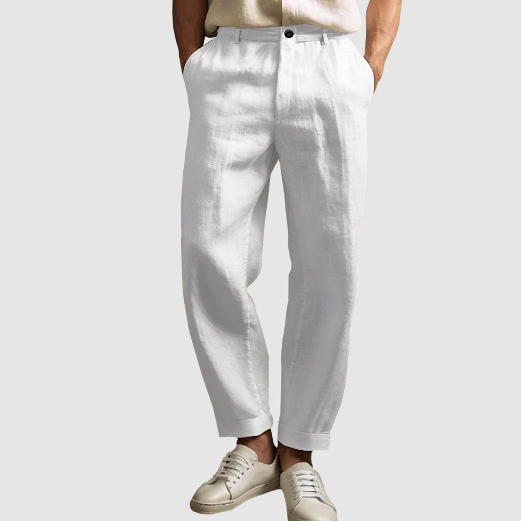 Lorenzo Vitali Pantalon Lin Coupe Droite Pour Homme Respirant Léger Design Moderne