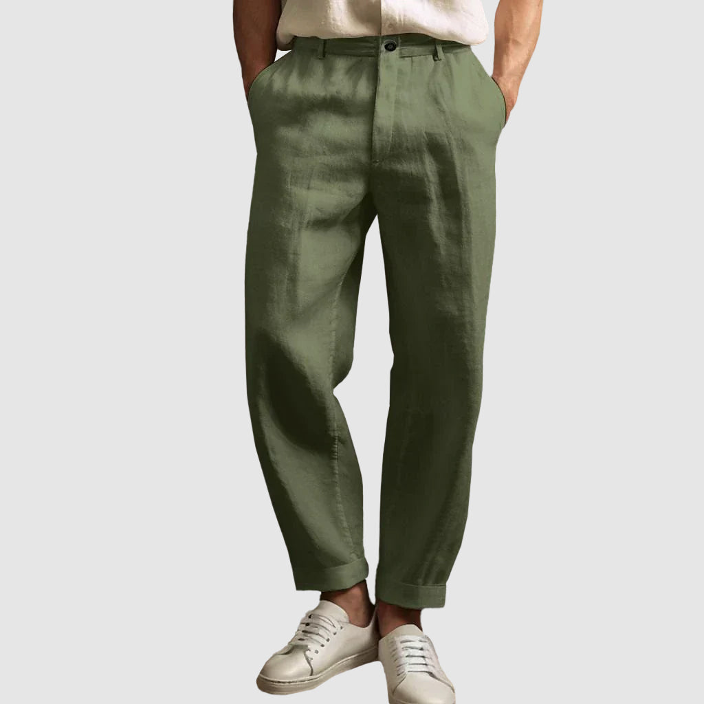 Lorenzo Vitali Pantalon Lin Coupe Droite Pour Homme Respirant Léger Design Moderne