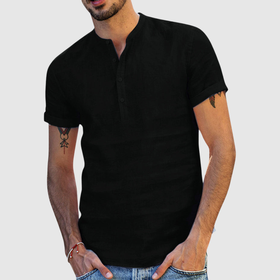 Chemise Lin Col V Lorenzo Vitali Homme Confortable Et Moderne Pour Été Respirant