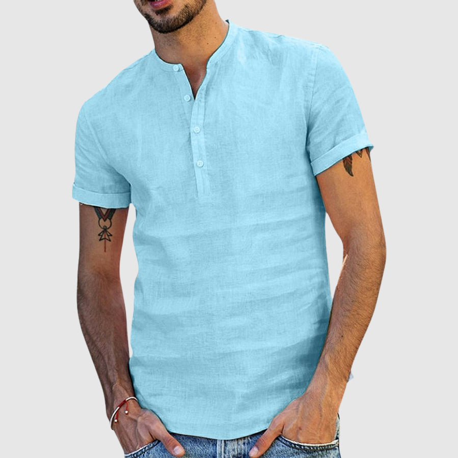 Chemise Lin Col V Lorenzo Vitali Homme Confortable Et Moderne Pour Été Respirant