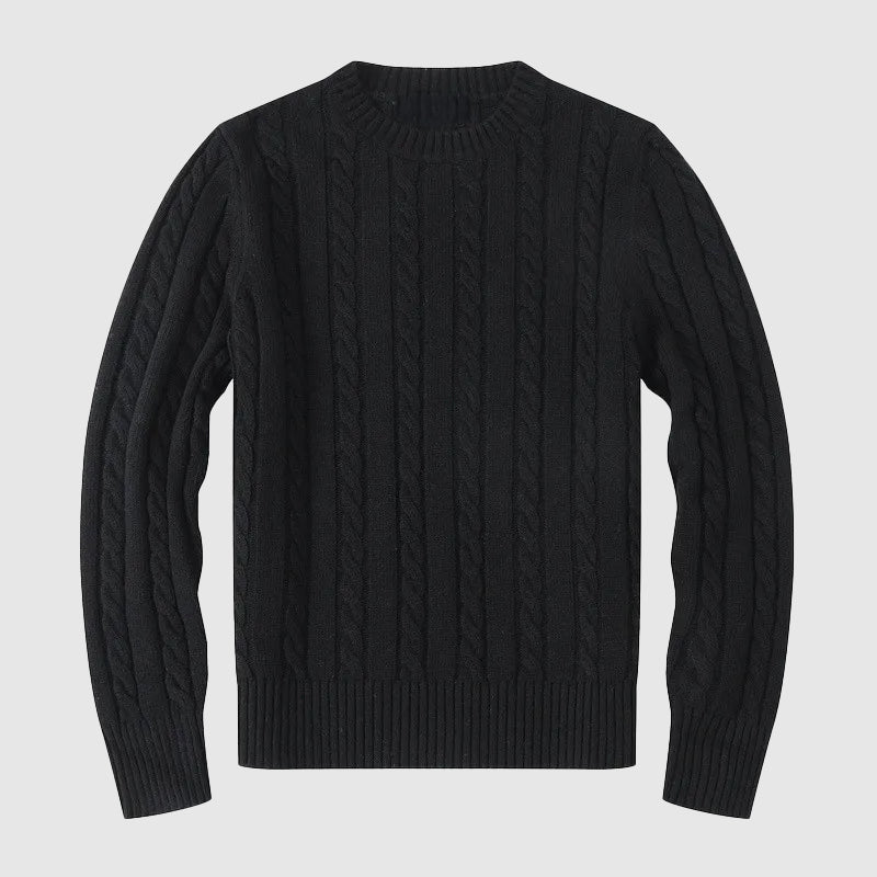 Pull En Maille Torsadée Lucca De Lorenzo Vitali Avec Col Ras Du Cou Et Bord Côtelé