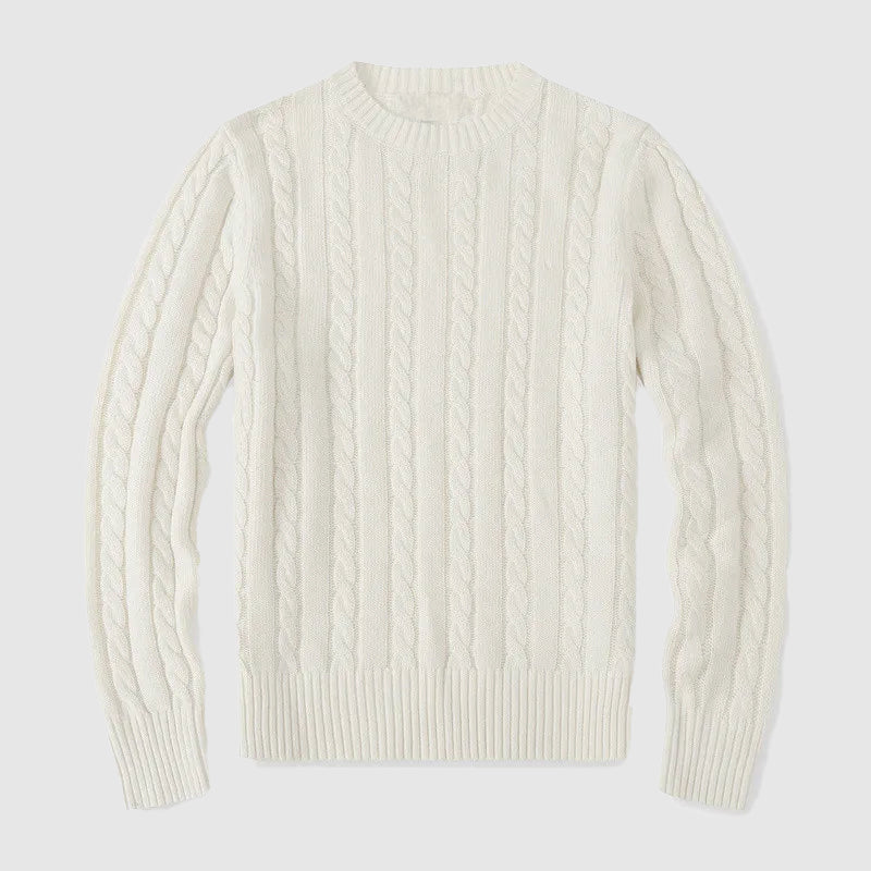 Pull En Maille Torsadée Lucca De Lorenzo Vitali Avec Col Ras Du Cou Et Bord Côtelé