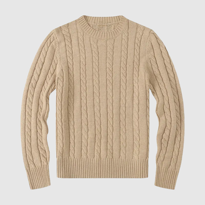 Pull En Maille Torsadée Lucca De Lorenzo Vitali Avec Col Ras Du Cou Et Bord Côtelé