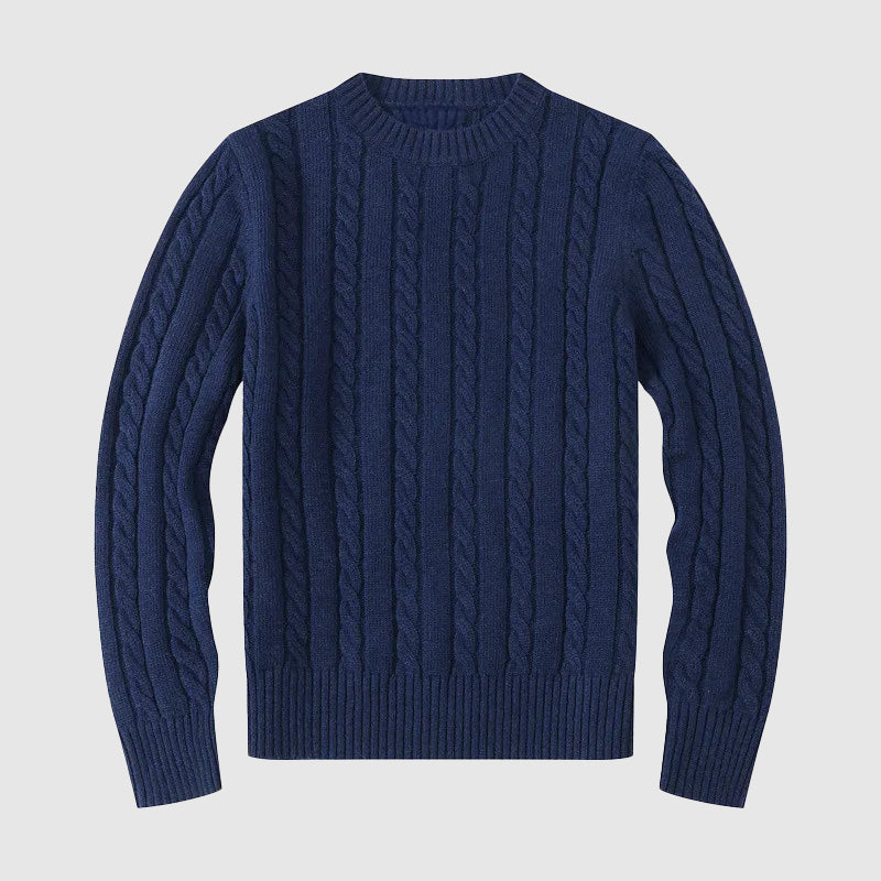 Pull En Maille Torsadée Lucca De Lorenzo Vitali Avec Col Ras Du Cou Et Bord Côtelé