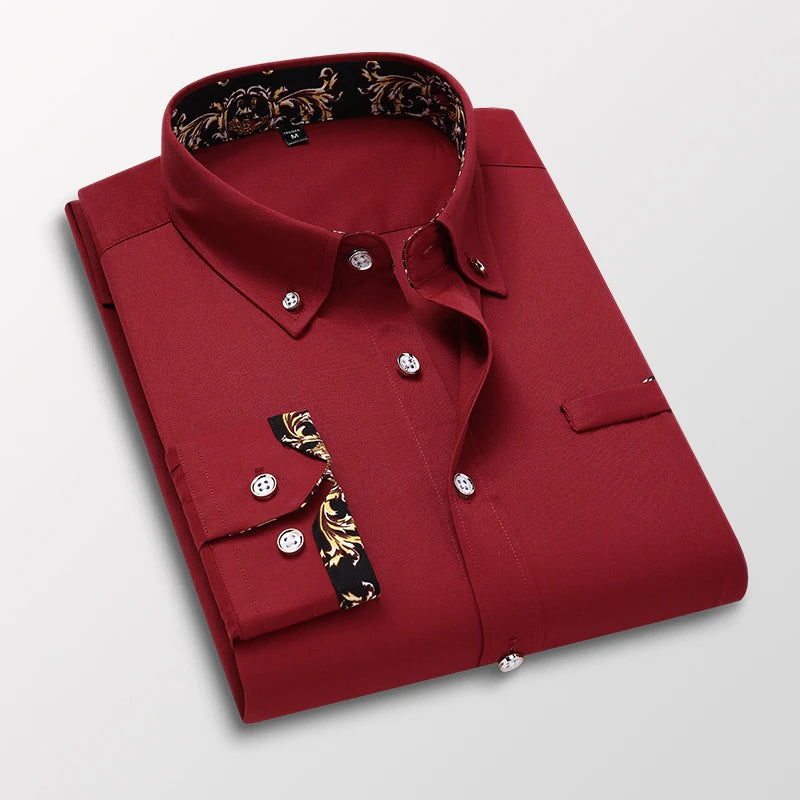 Lorenzo Vitali Luxe Chemise en Coton Premium Avec Motif Baroque Sous Col et Poignets Amawinc