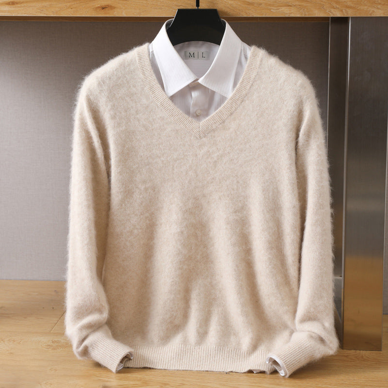 Lorenzo Vitali Pull Luxe Encolure V Mélange De Laine Et Faux Vison Coupe Ample Disponible En Plusieurs Couleurs