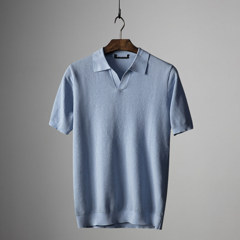 Polo En Maille Aérée Lorenzo Vitali En Coton Et Soie Luxe Pour Homme Premium Confort Et Style