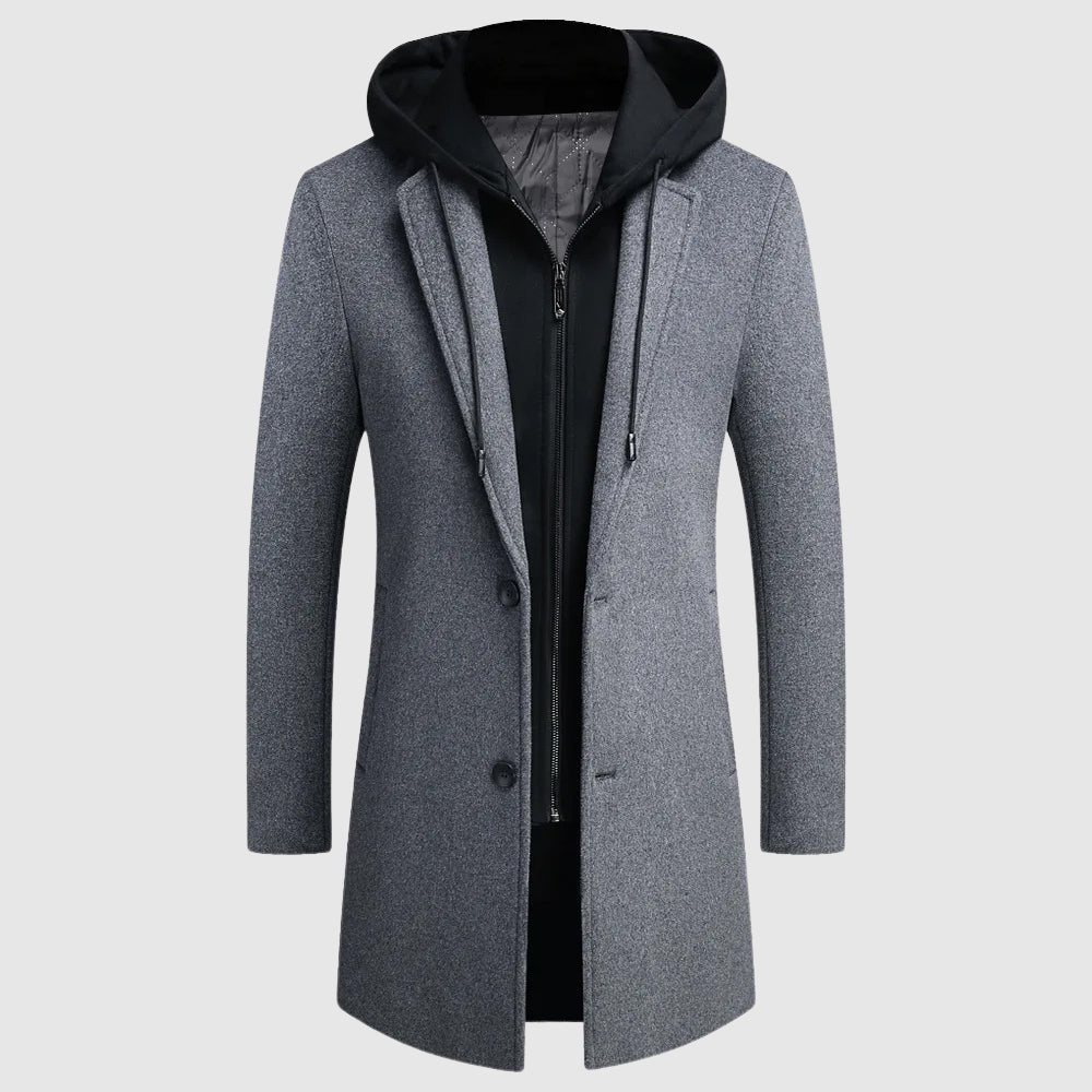 Manteau Lorenzo Vitali Metro Chill En Laine Mélangée Avec Capuche Chaud Pour Automne Hiver