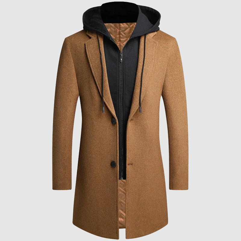 Manteau Lorenzo Vitali Metro Chill En Laine Mélangée Avec Capuche Chaud Pour Automne Hiver