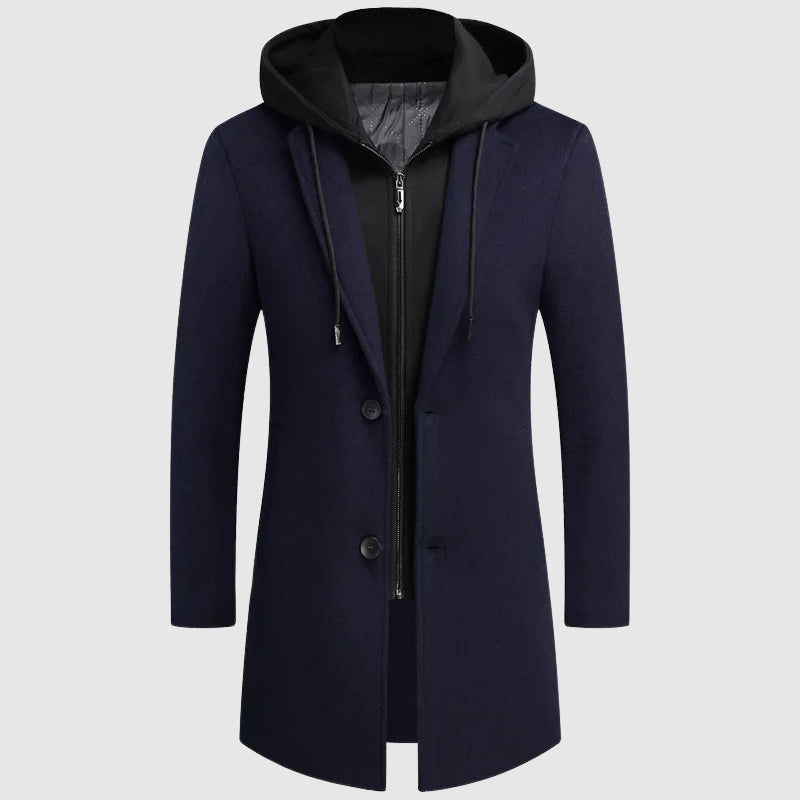 Manteau Lorenzo Vitali Metro Chill En Laine Mélangée Avec Capuche Chaud Pour Automne Hiver