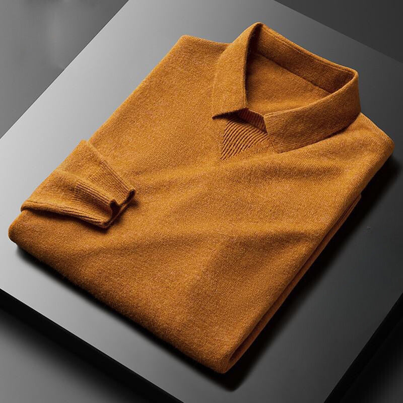 Pull Homme Amawinc En Laine Cachemire Maille Fine Coupe Regular Col Classique Flair Nordique Poignets Côtelés