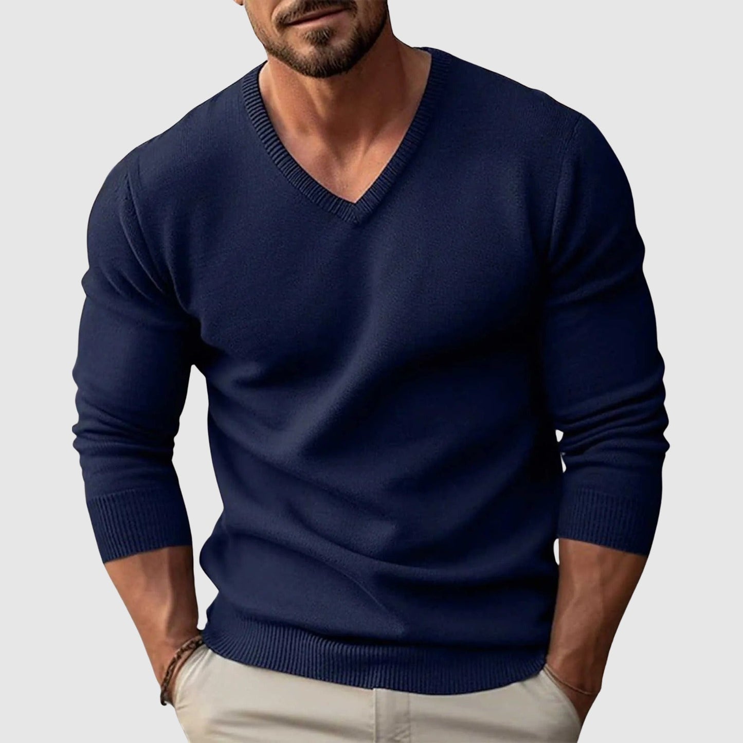 Pull Lorenzo Vitali Nordic Crest En Maille Fine À Encolure V Coupe Slim Et Confortable