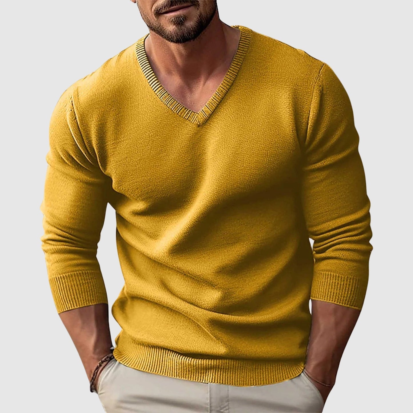 Pull Lorenzo Vitali Nordic Crest En Maille Fine À Encolure V Coupe Slim Et Confortable