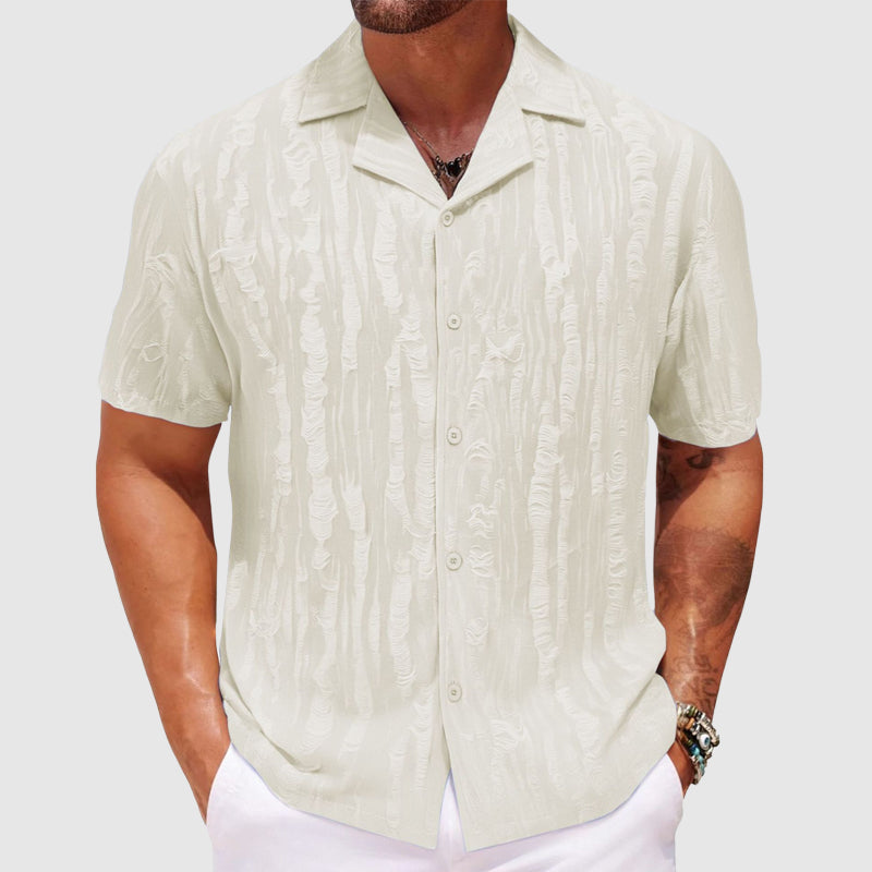 Chemise Raffinée Pioltello Par Lorenzo Vitali Avec Motif Texturé En Vague Et Coupe Décontractée Légère Pour Été