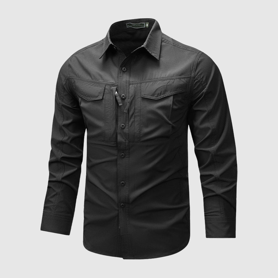 Chemise Range Pro Lorenzo Vitali Pour Homme Plein Air Prête Aventure Avec Poches Multiples Mélange Coton Polyester