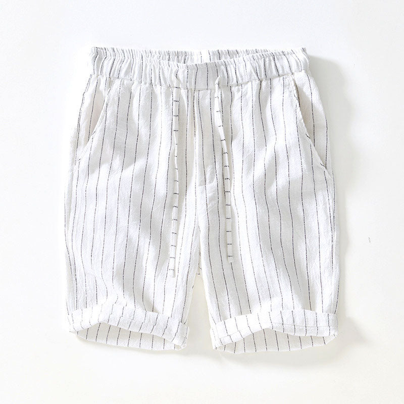 Lorenzo Vitali Riva Shorts En Lin Pour Hommes Avec Taille Élastiquée Et Cordon De Serrage En Neutres Estompés