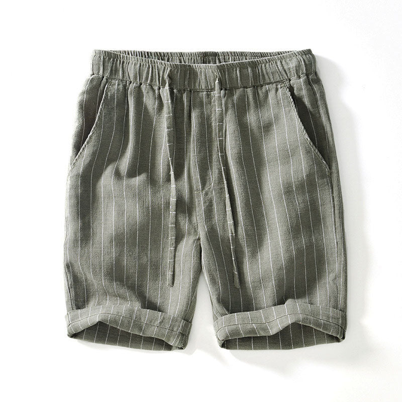 Lorenzo Vitali Riva Shorts En Lin Pour Hommes Avec Taille Élastiquée Et Cordon De Serrage En Neutres Estompés