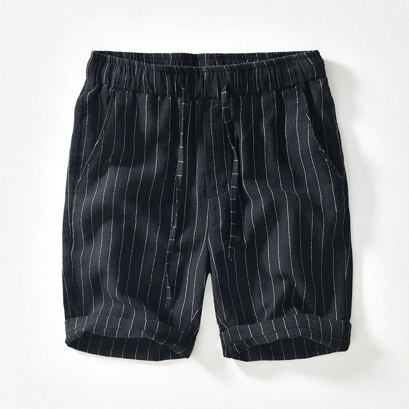 Lorenzo Vitali Riva Shorts En Lin Pour Hommes Avec Taille Élastiquée Et Cordon De Serrage En Neutres Estompés