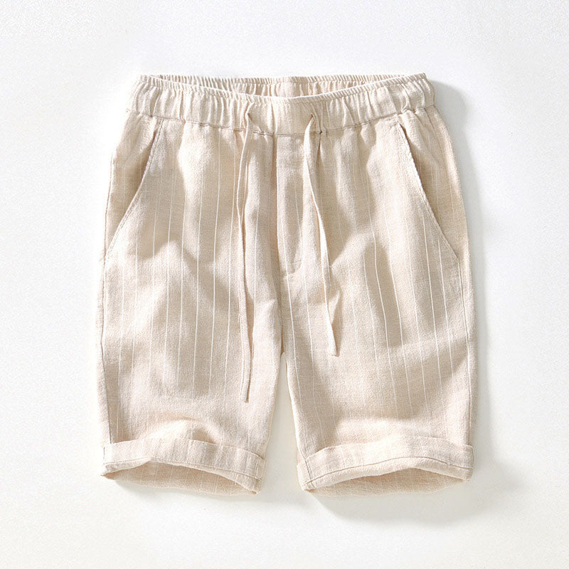Lorenzo Vitali Riva Shorts En Lin Pour Hommes Avec Taille Élastiquée Et Cordon De Serrage En Neutres Estompés