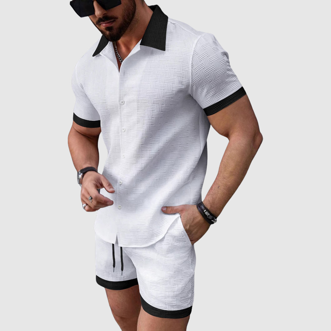Lorenzo Vitali Ensemble Sport Décontracté Été Avec T Shirt À Manches Courtes Et Short Confortable En Coton Mélangé