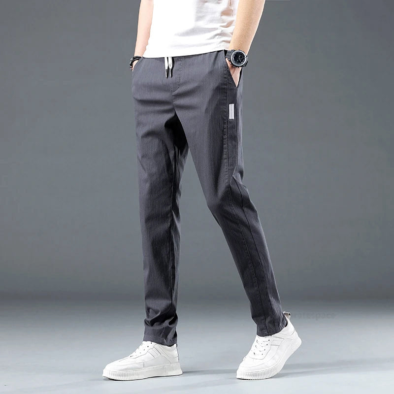 Lorenzo Vitali Pantalon Homme Stretch Flex En Coton Respirant Avec Taille Élastique Poches Coupe Slim Moderne