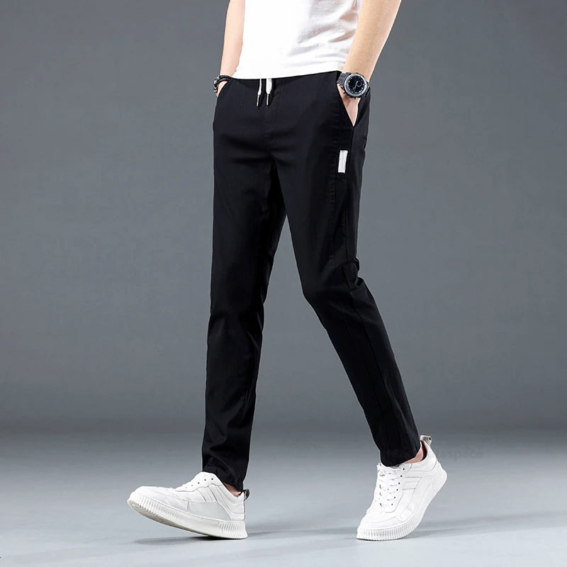 Lorenzo Vitali Pantalon Homme Stretch Flex En Coton Respirant Avec Taille Élastique Poches Coupe Slim Moderne