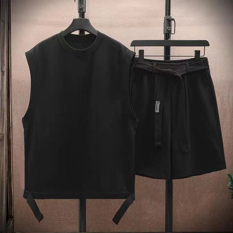 Lorenzo Vitali Ensemble Décontracté Urbain Sans Manches et Shorts Assortis Pour Été Confortable