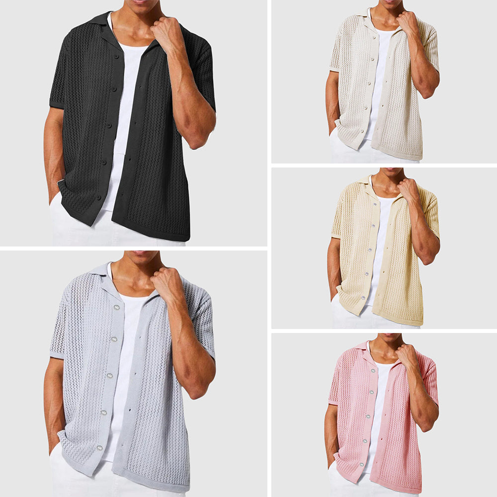 Chemise En Maille Polyester Respirante Urbain Lorenzo Vitali Avec Col Chemise Et Fermeture À Bouton Unique
