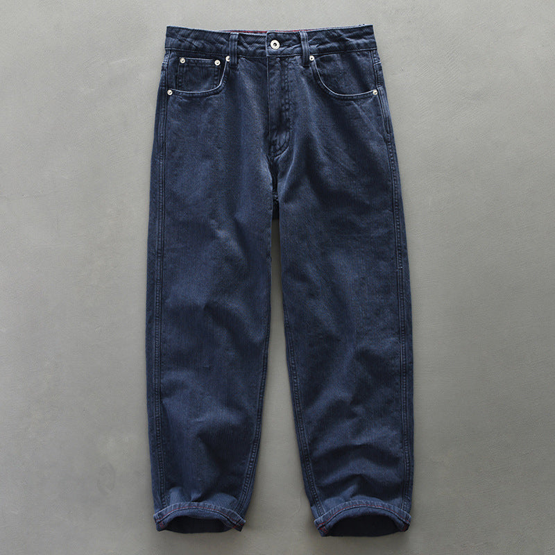 Lorenzo Vitali Jeans Vintage Edge Coupe Droite en Coton Premium Style Travail Retro Moderne