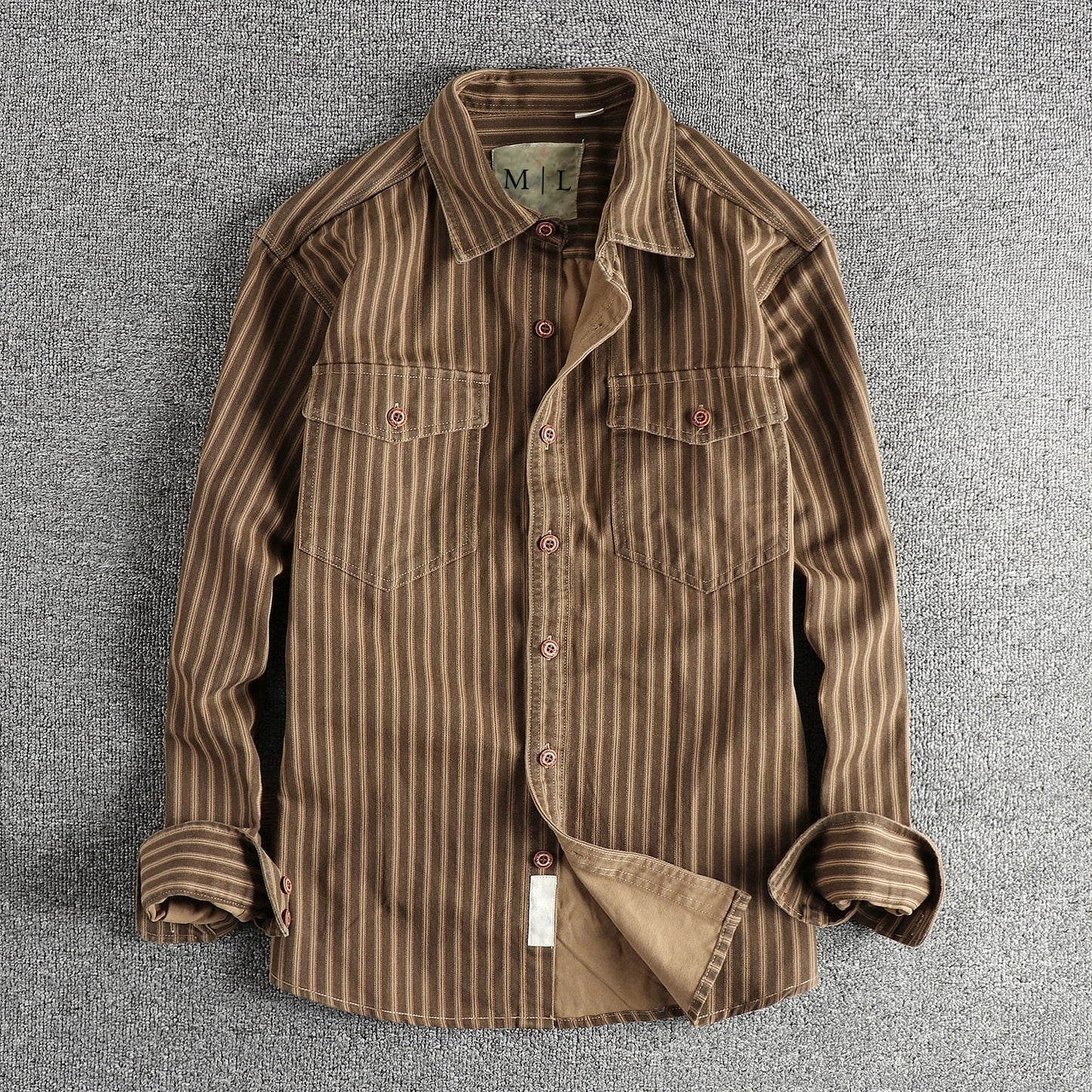 Chemise Vintage À Rayures Lorenzo Vitali Boutonnée En Coton Premium Confortable Et Polyvalente Pour Tous