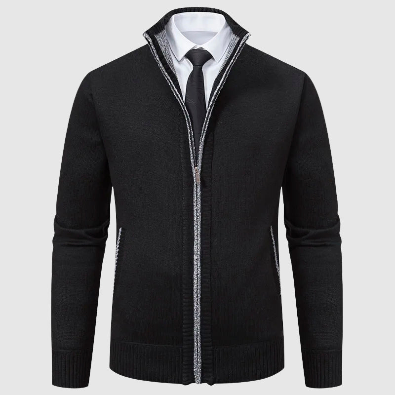 Cardigan Vintage Chaud Lorenzo Vitali Avec Zip Front Confortable En Maille Luxueuse