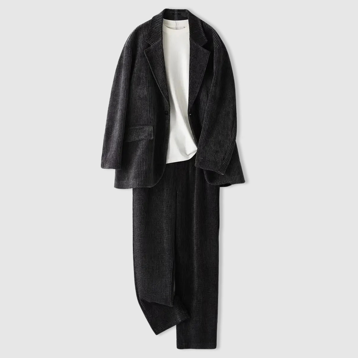 Lorenzo Vitali Windsor Costume En Velours Côtelé À Simple Boutonnage Col Revers Cranté Pantalon À Taille Élastique
