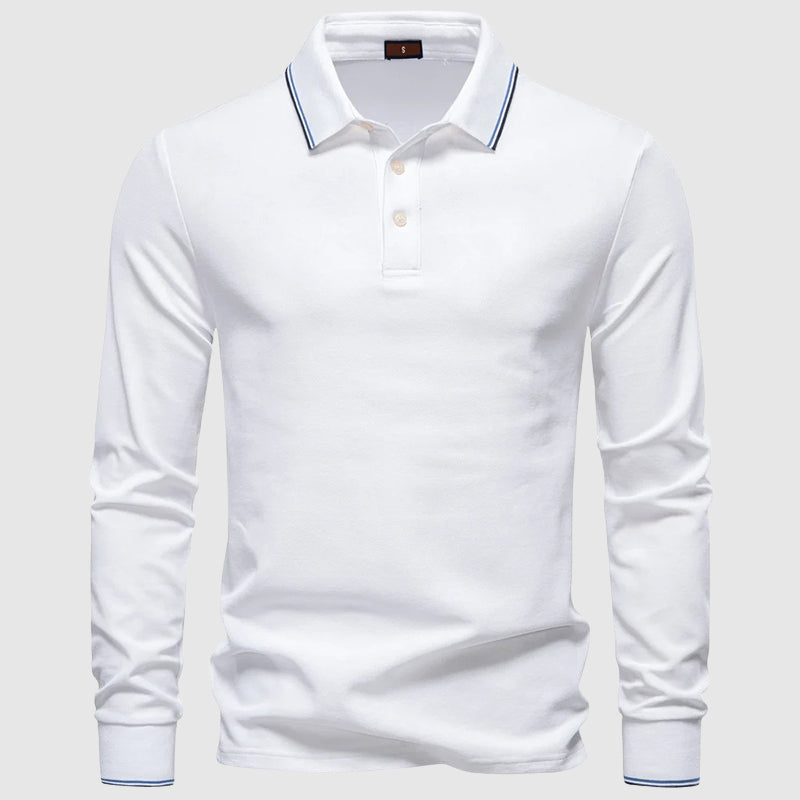 Polo À Manches Longues Lorenzo Vitali Confortable En Coton Polyester Mélangé Coupe Ajustée