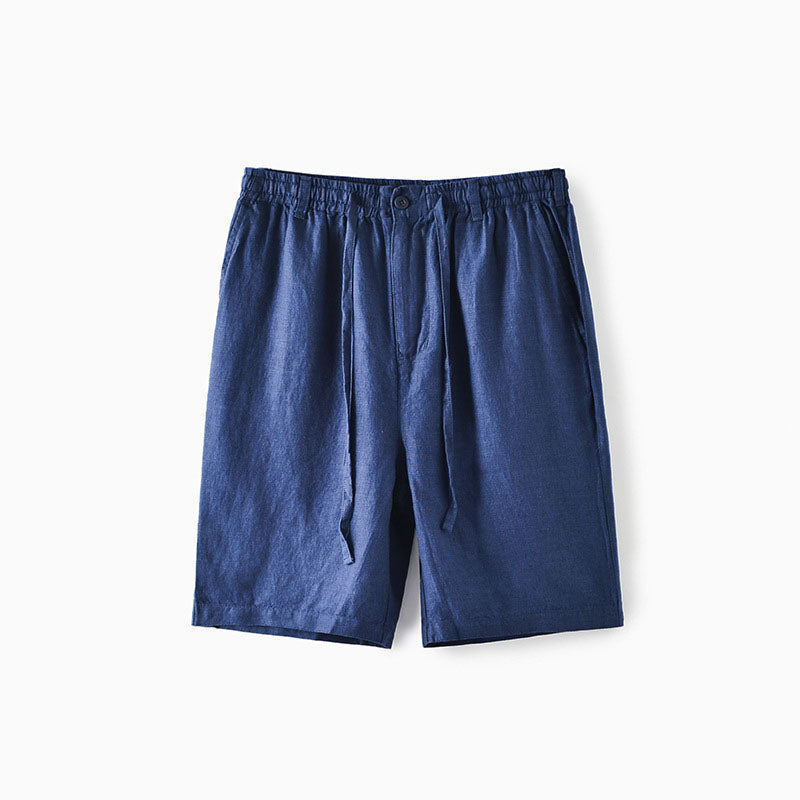 Shorts En Lin Lorenzo Vitali Lusso Confort Taille Elastique Avec Poches Latérales Longueur Mi Cuisses
