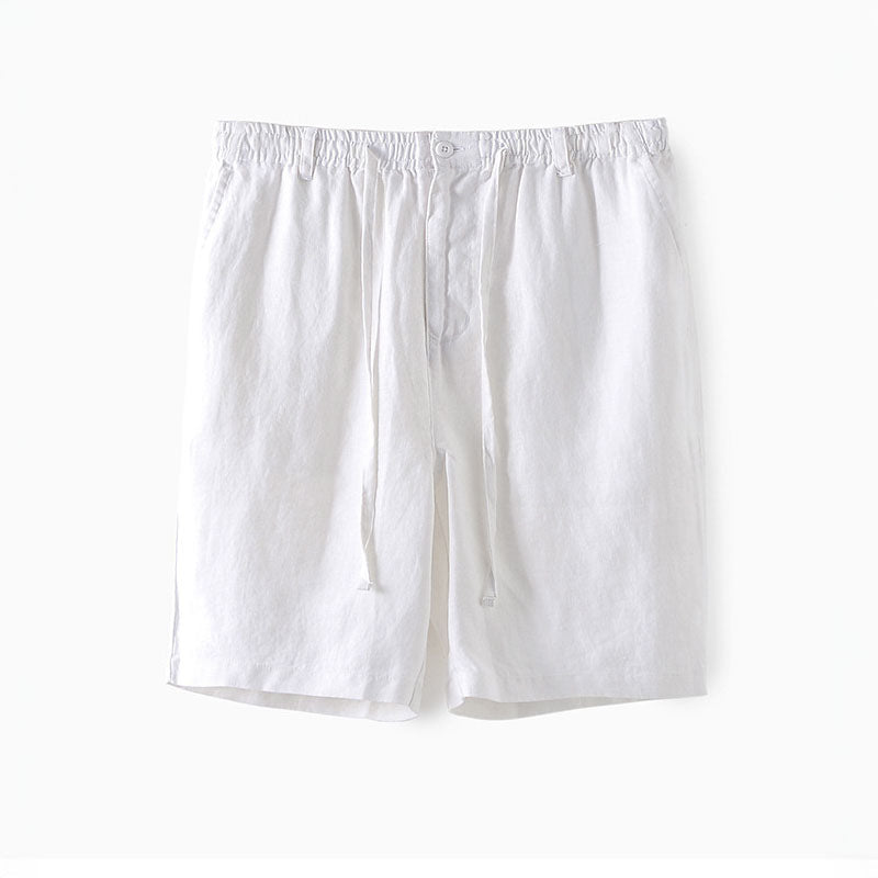 Shorts En Lin Lorenzo Vitali Lusso Confort Taille Elastique Avec Poches Latérales Longueur Mi Cuisses