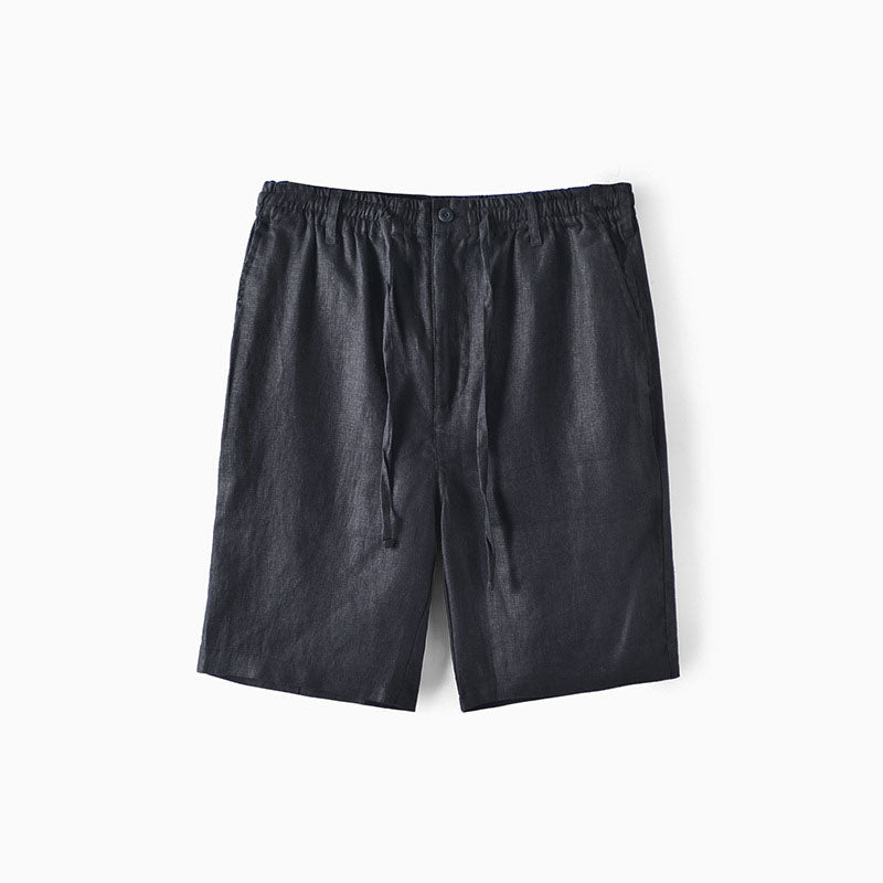 Shorts En Lin Lorenzo Vitali Lusso Confort Taille Elastique Avec Poches Latérales Longueur Mi Cuisses