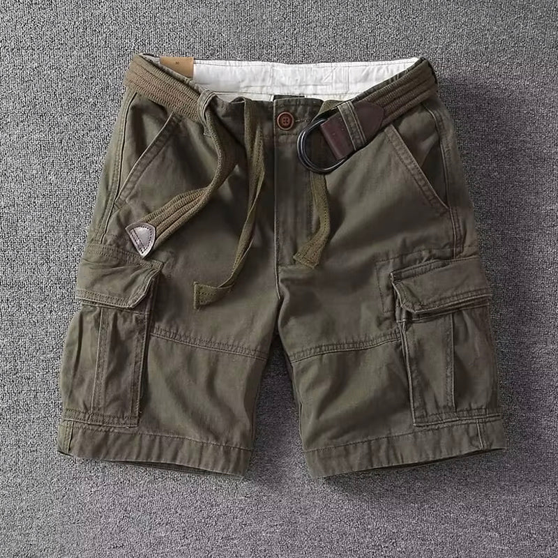 Lorenzo Vitali Palermo Shorts Cargo En Coton Mélange Avec Poches Cargo Et Ceinture Ajustable