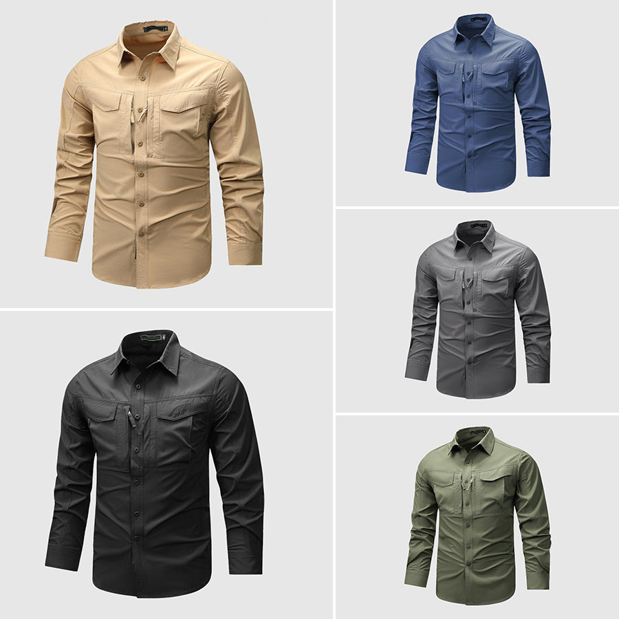 Chemise Range Pro Lorenzo Vitali Pour Homme Plein Air Prête Aventure Avec Poches Multiples Mélange Coton Polyester
