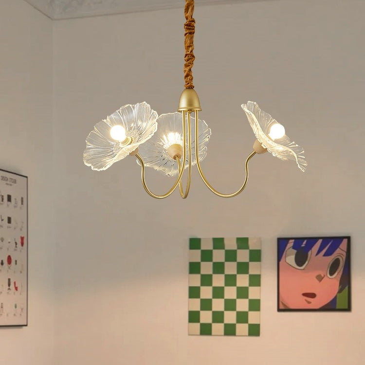 Moderne Lotusblatt-Glas-Kronleuchter für das Wohnzimmer