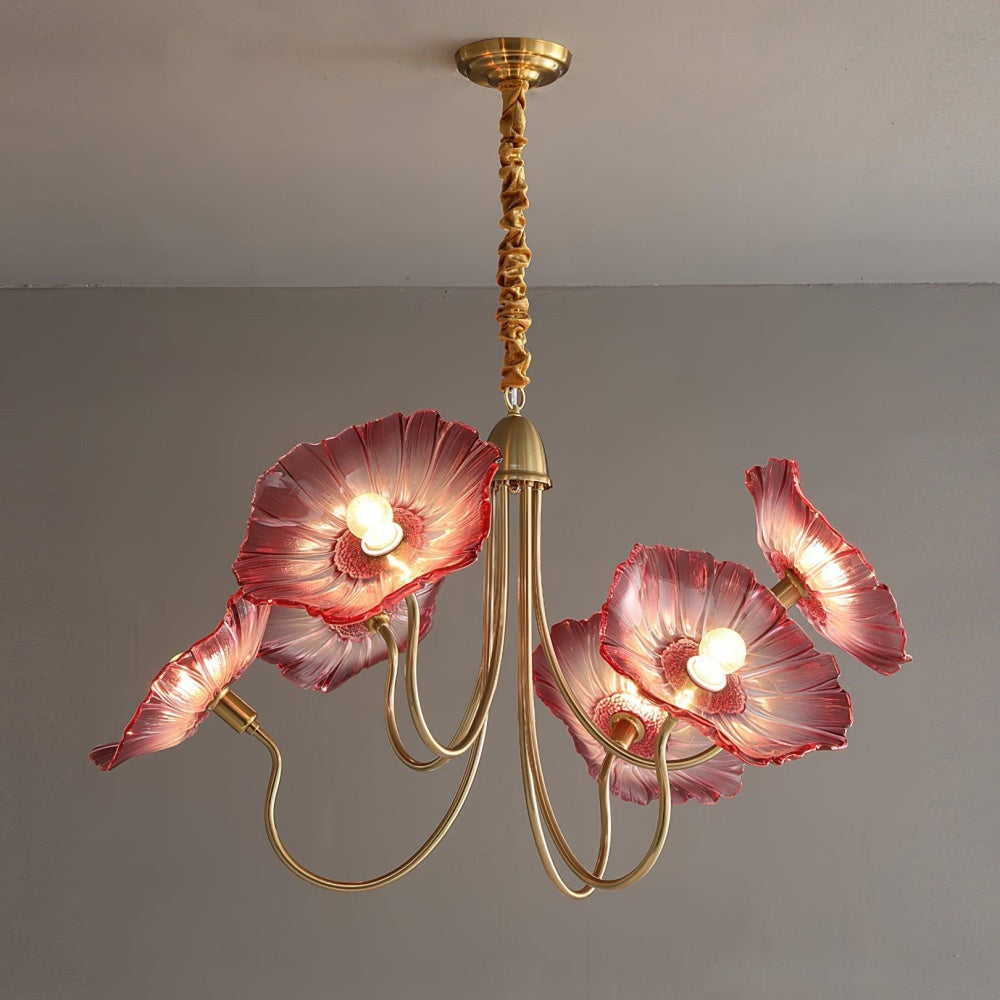 Moderne Lotusblatt-Glas-Kronleuchter für das Wohnzimmer